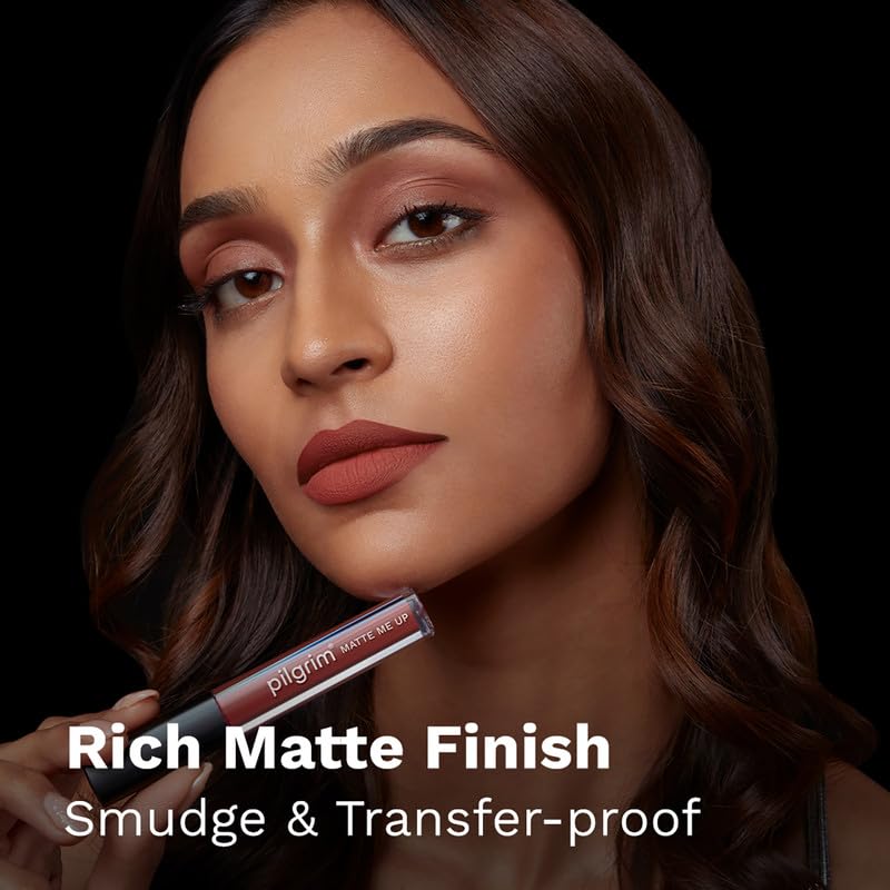 Pilgrim Matte Me Up! All Day Rich Colour Non-Drying And Transfer Proof Liquid Lipstick saucy coral 3 MILLI_LITRE