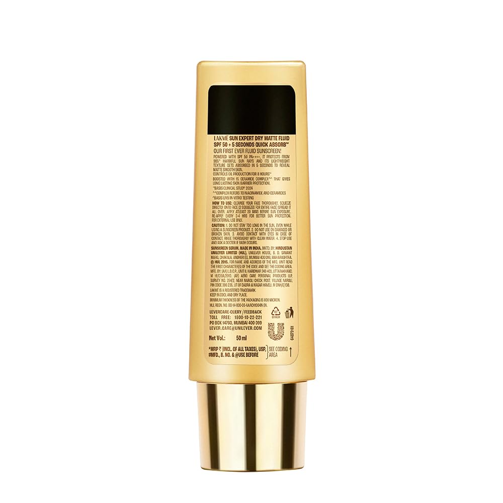 LAKME 9 To 5 SUN EXPERT DRY MATTE FLUID SPF 50 PA++++ 50 ml