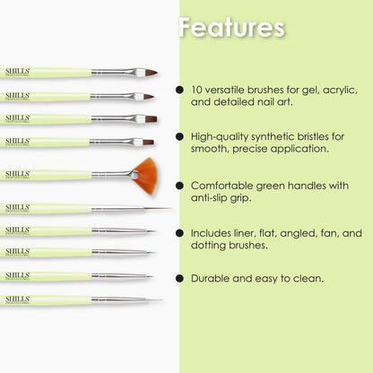 SHILLS PROFESSIONAL NAIL ART ALL BRUSH 10PCS SPN-21080