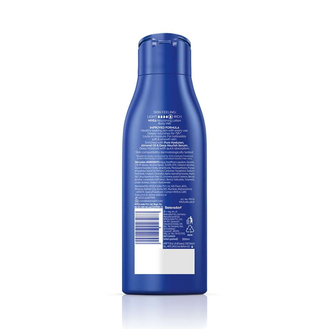 NIVEA Nourishing Lotion 72h Moisture Body Milk 200 ml