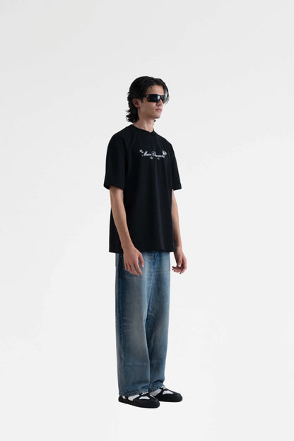 Veni Vidi Vici Printed Black Oversized  T-Shirt