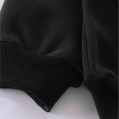 2Pcs Set Black Stripes Doggy Eye Patch Track Suit Set For Toddler And Kids