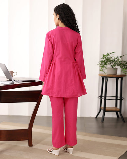 Hot Pink A-line Cotton Co-ord Set