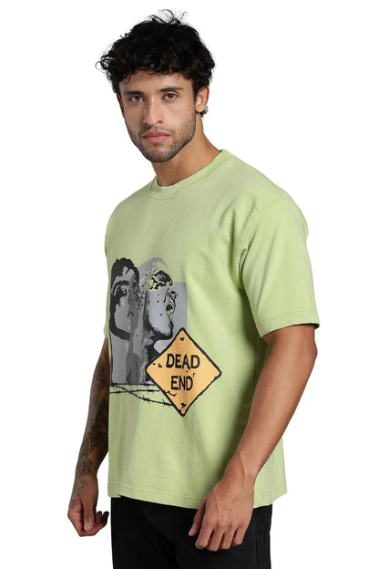 Green Dead End Oversized Printed T-shirt