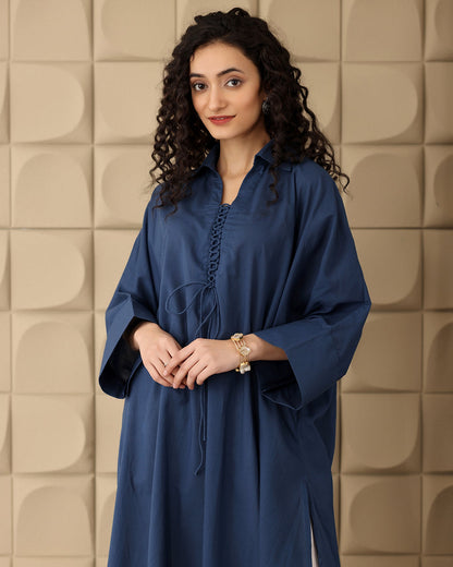 Navy A-line Cotton Kurta