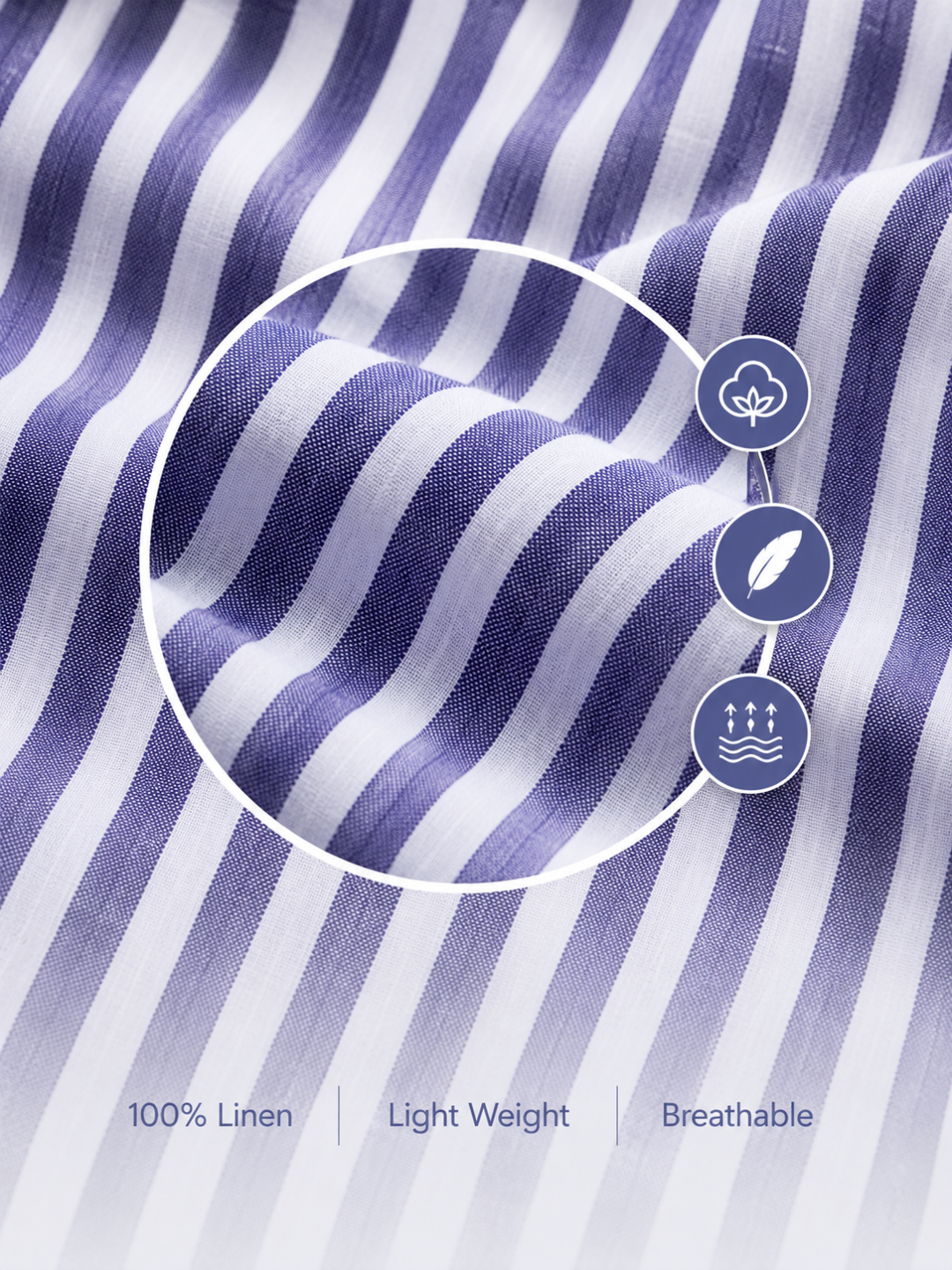 Regular Fit Purple Linen Striped Casual Shirt for Men (LUCID)