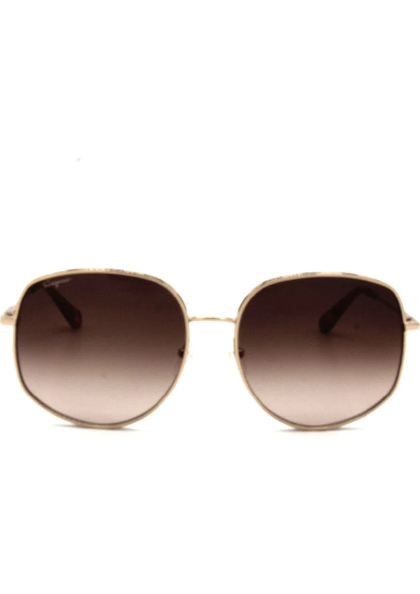 Salvatore Ferragamo Brown Gradient Oval Ladies Sunglasses