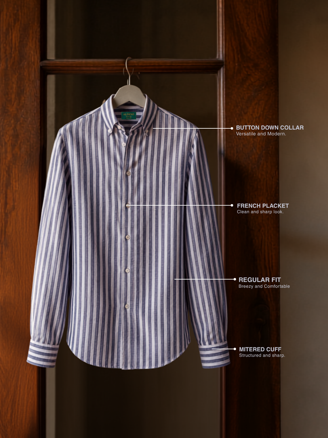 Regular Fit Purple Linen Striped Casual Shirt for Men (LUCID)