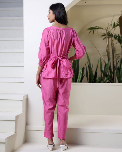 Pink Muslin Tie-up Co-ord Set