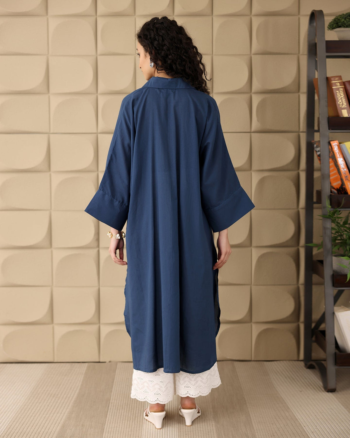 Navy A-line Cotton Kurta