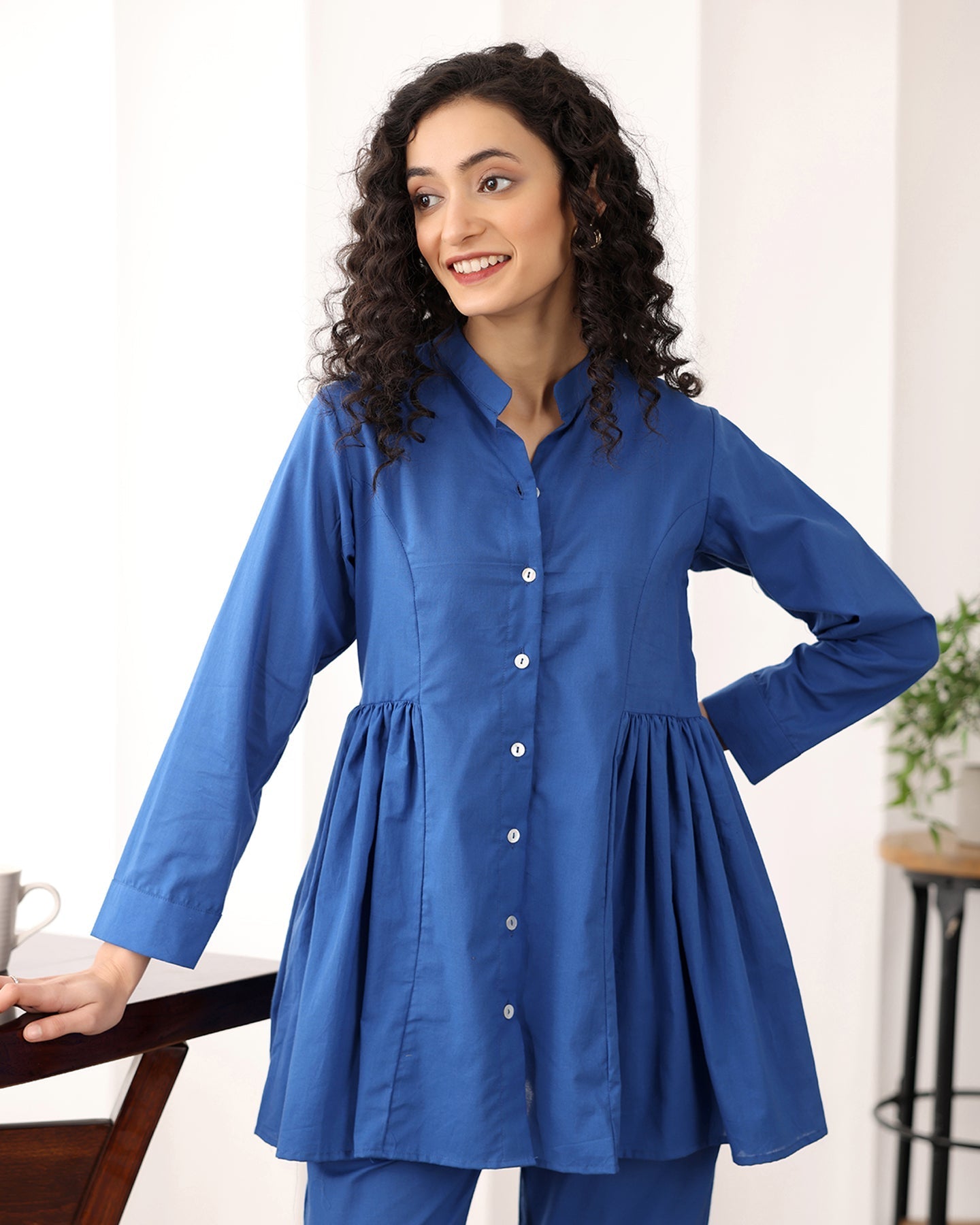 Royal Blue A-line Cotton Co-ord Set
