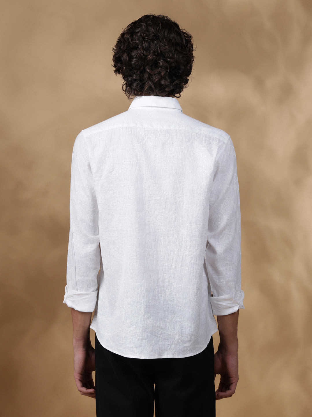 White Regular Fit Casual Linen shirt for men (JENZO)