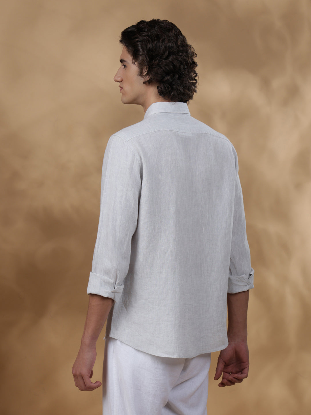Grey Regular Fit Casual Linen Shirt for men (JAMIL)