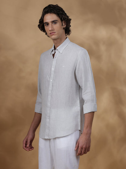 Grey Regular Fit Casual Linen Shirt for men (JAMIL)