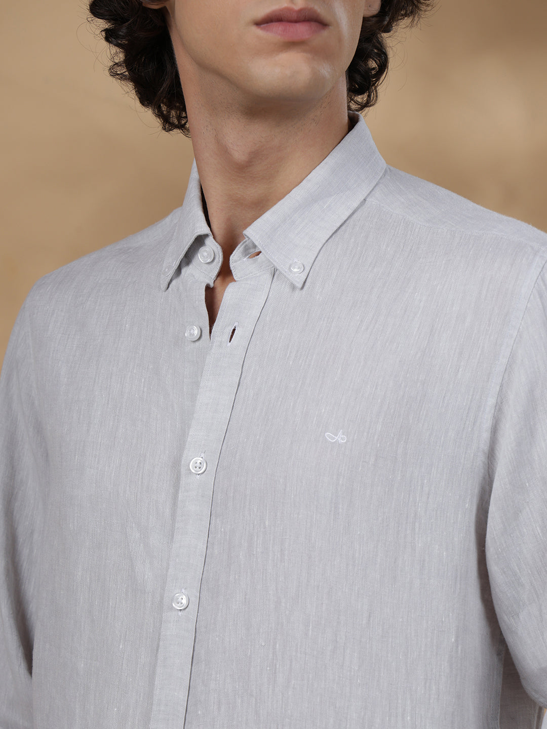 Grey Regular Fit Casual Linen Shirt for men (JAMIL)