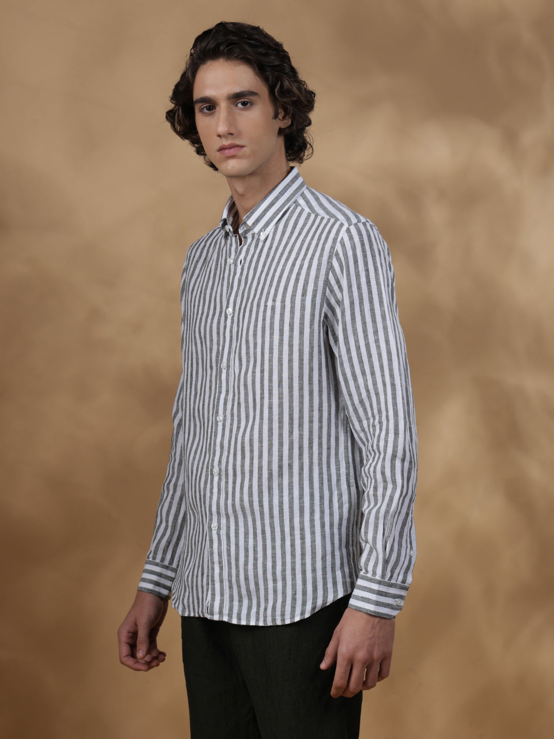 Olive Green Regular Fit Casual Linen Shirt for men (JESMO)