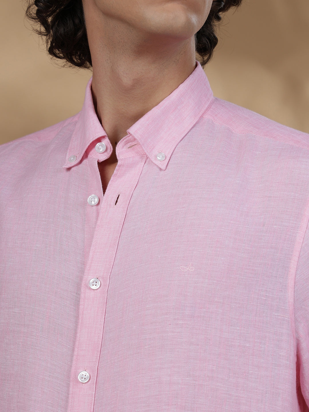 Pink Regular Fit Casual Linen Shirt for men (JEMIO)