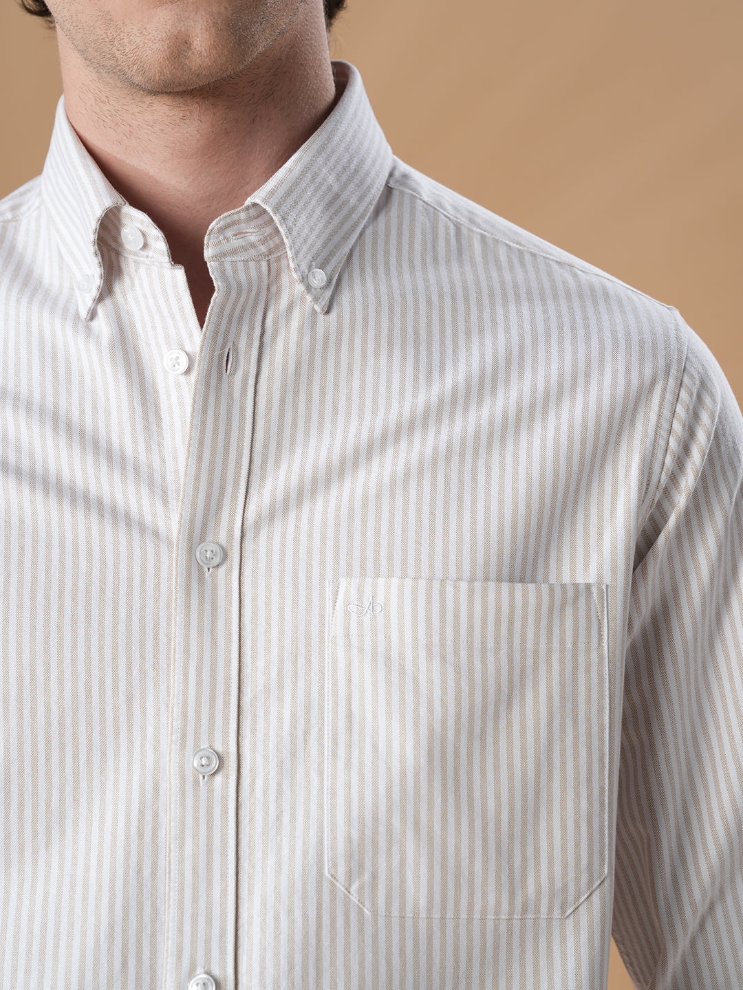 White-Beige Regular Fit Cotton Casual Shirt for Men (OPALE)