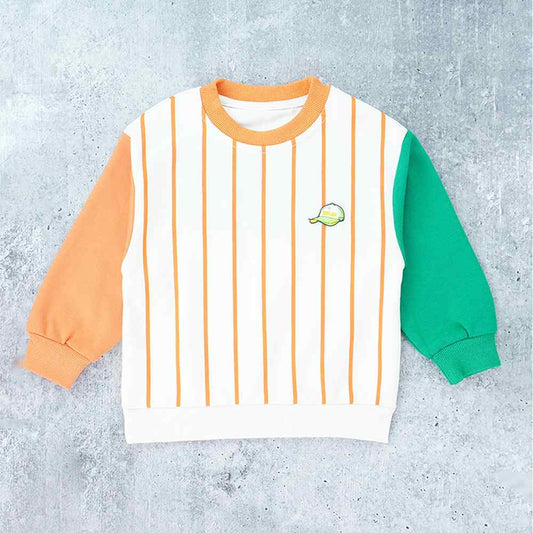 Orange & Green color block Full Sleeves shirt for Kids