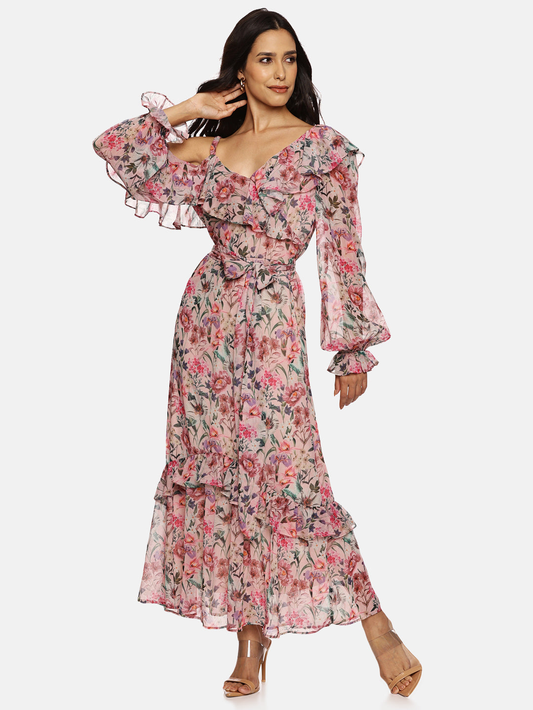 IS.U Multicolor Cold Shoulder Dress