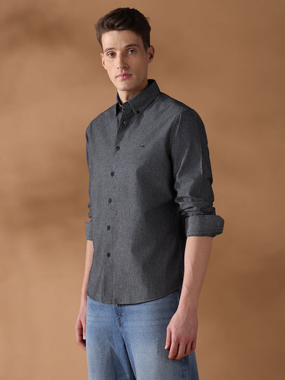Black Regular Fit Solid Casual Shirt for Men (LELIA)
