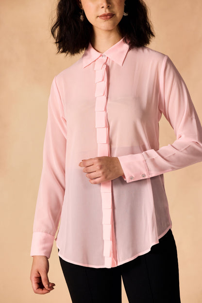 Pleated Placket Casual Georgette Shirt
