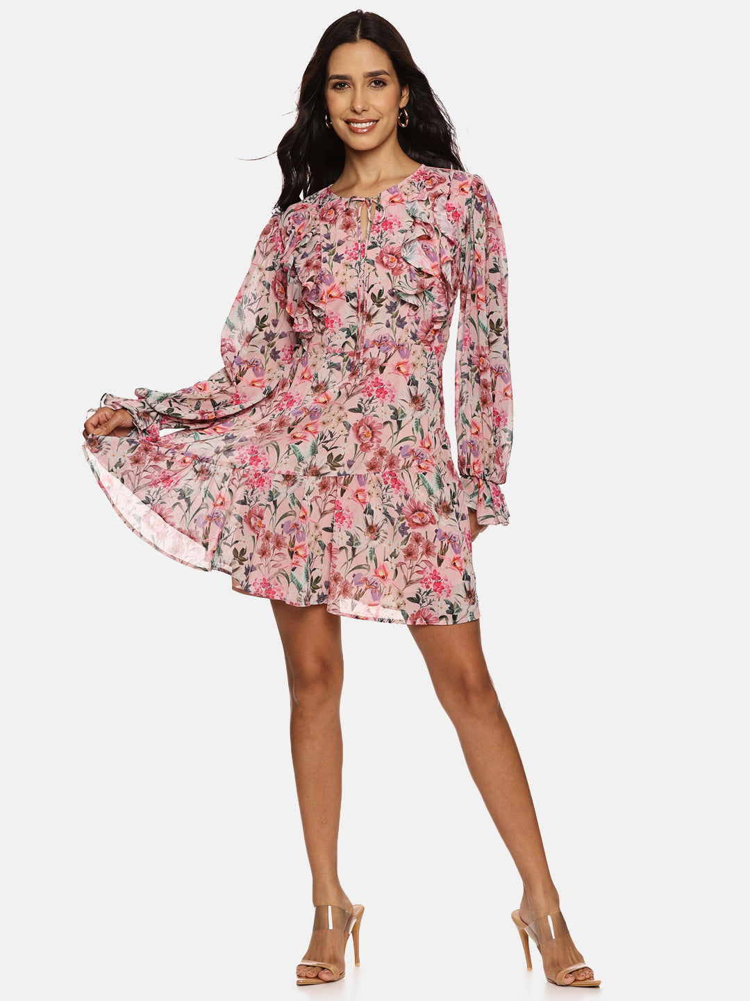 IS.U Multicolor Ruffled Swing Dress