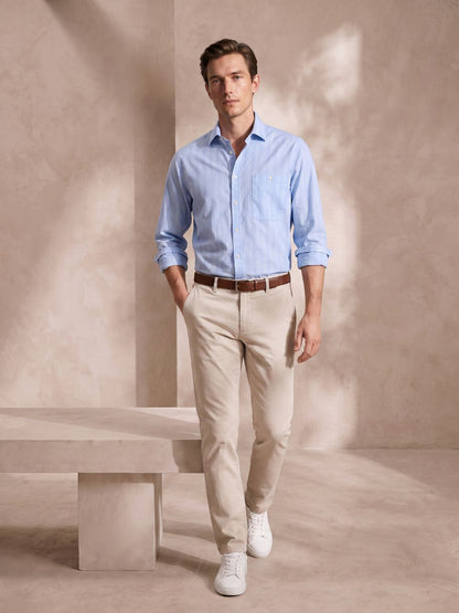 Relaxed Fit Blue Cotton Casual Shirt for Men (BIEN)