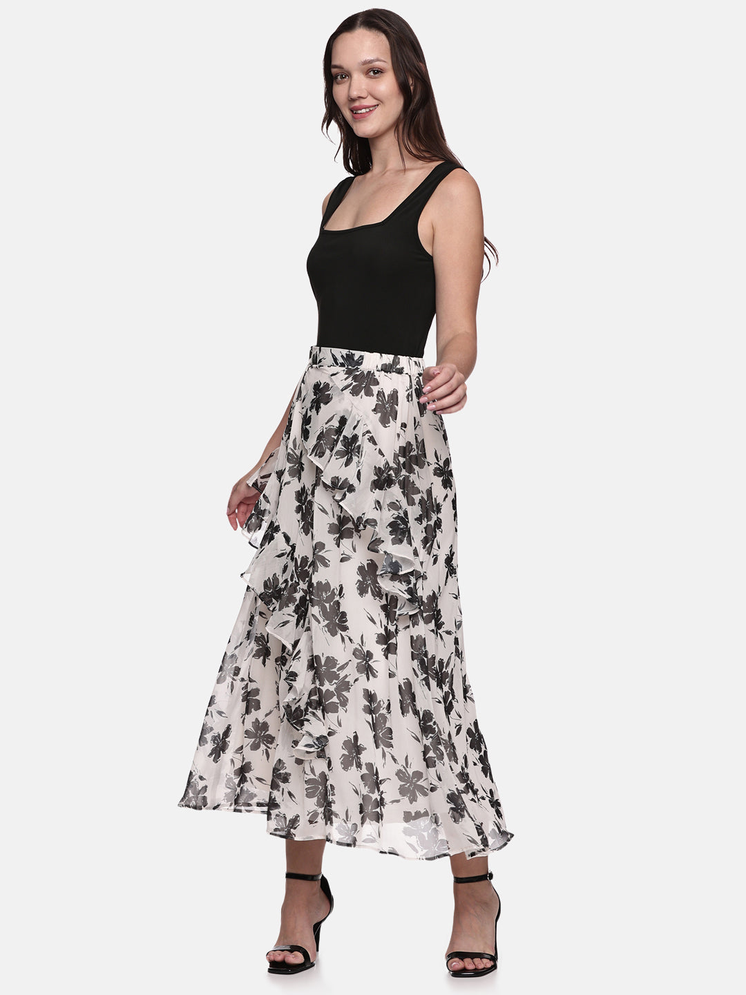 IS.U Floral Off White Skirt and Top Co-ord set