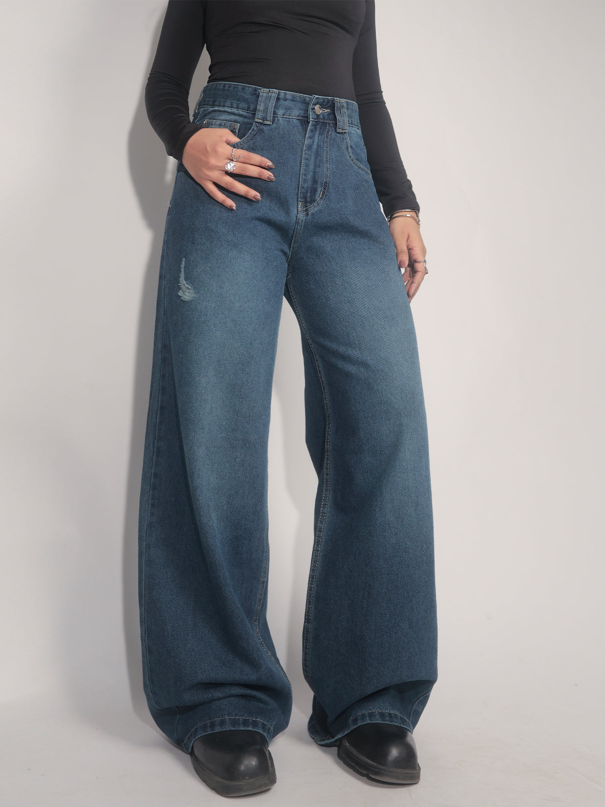 Starlight Blue Washed Wide Leg Jeans