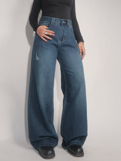 Starlight Blue Washed Wide Leg Jeans