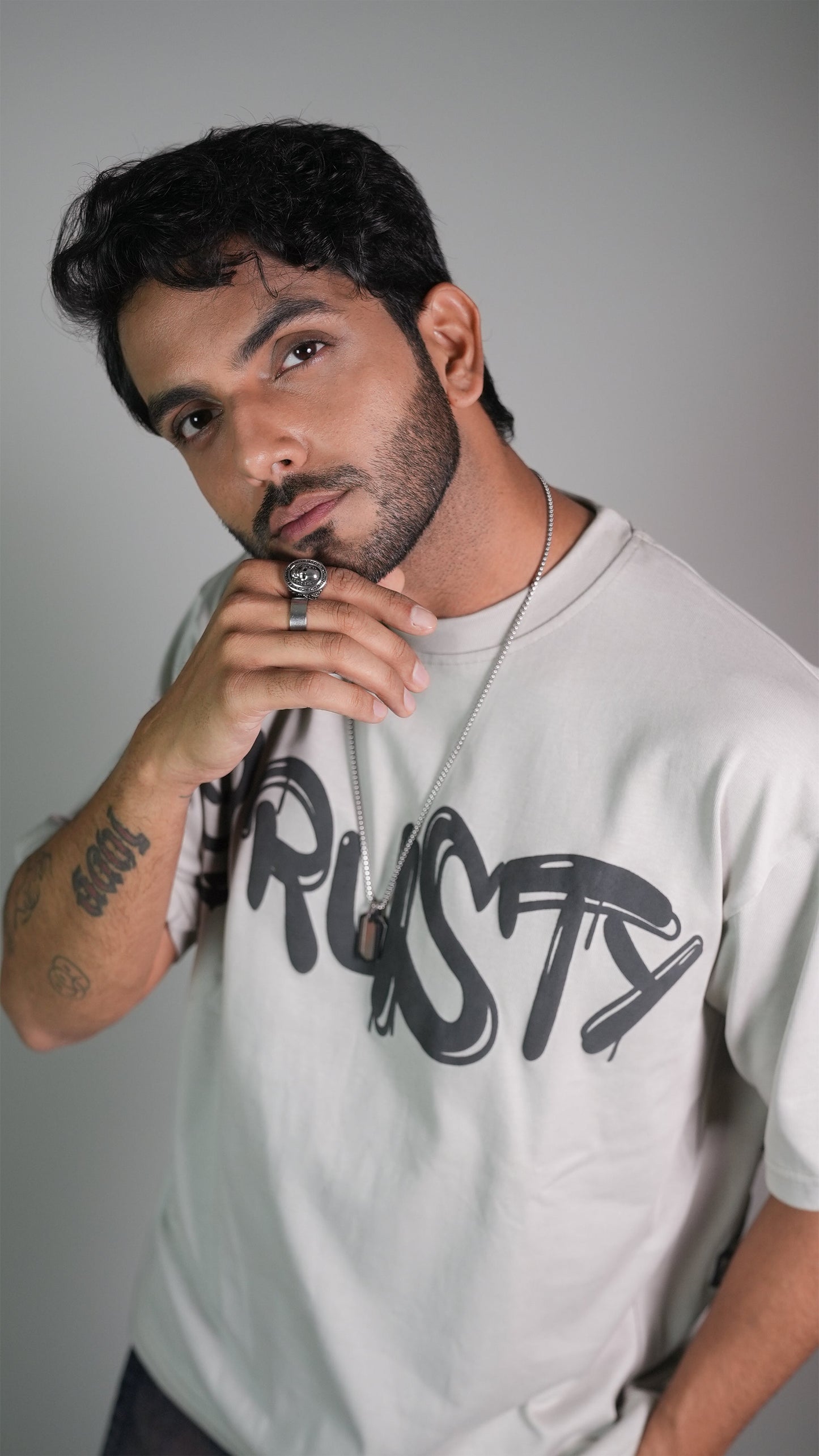 Rust Graffiti Grey Men’S Oversized T-Shirt Rustlines
