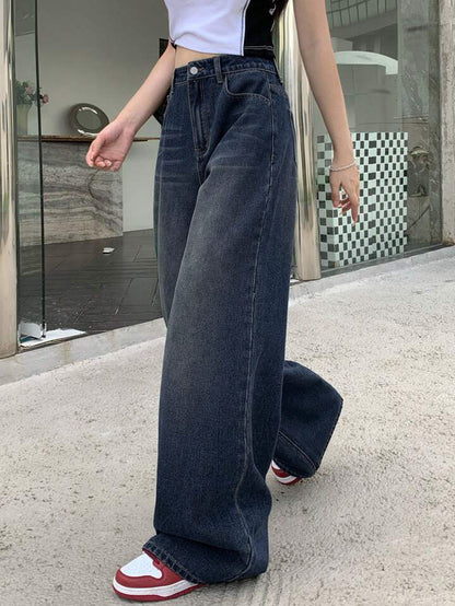 Deep Space Blue Washed Super Wide Leg Jeans
