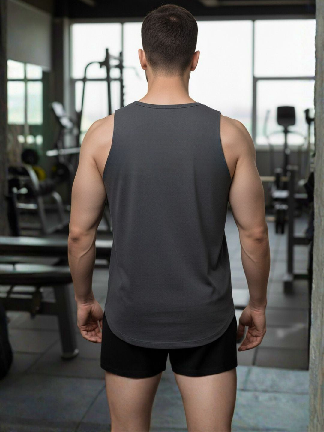 Plus Size Men Black and Grey Printed Cotton Sleeveless Vest T-Shirt-Pack of 2 Combo