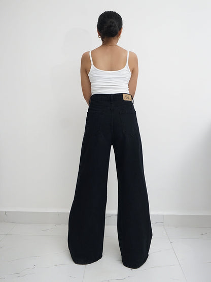 True Black Ultra Wide Leg Jeans