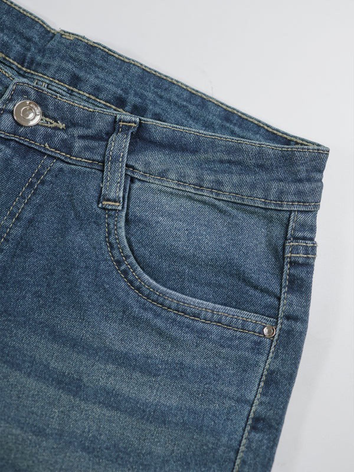 Galactic Blue Tinted Y2K Bootcut Jeans