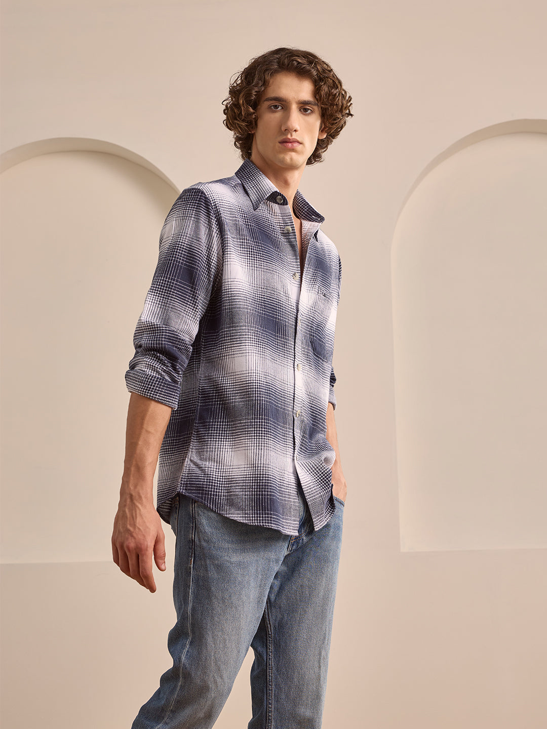 Black Regular Fit Checked Casual Cotton Shirt for Men (LIORA)