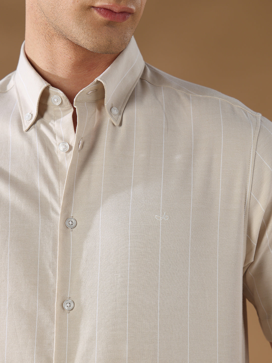 Beige Regular Fit Formal Cotton Shirt for men (COMEL)