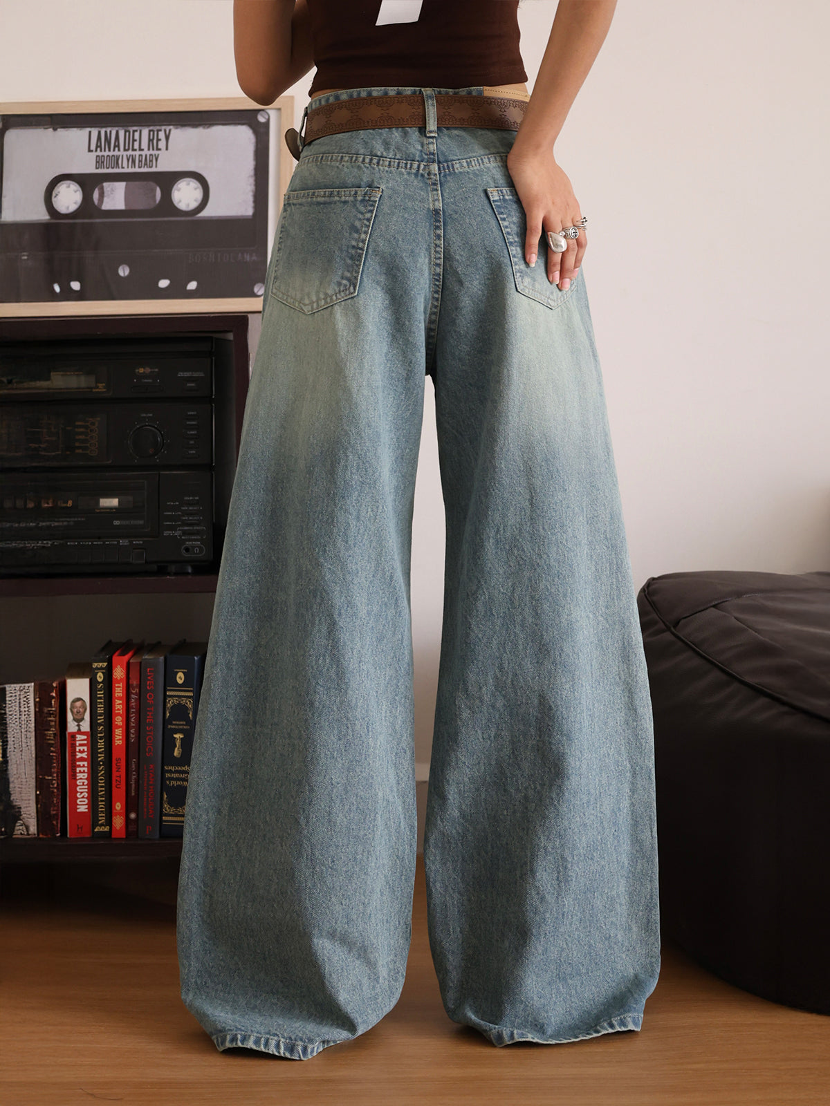Misty Blue Washed Super Wide Leg Jeans