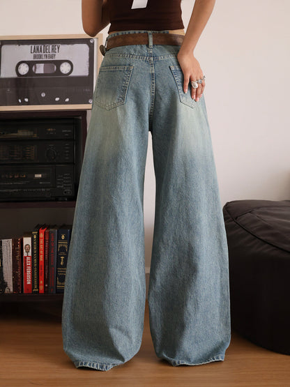 Misty Blue Washed Super Wide Leg Jeans