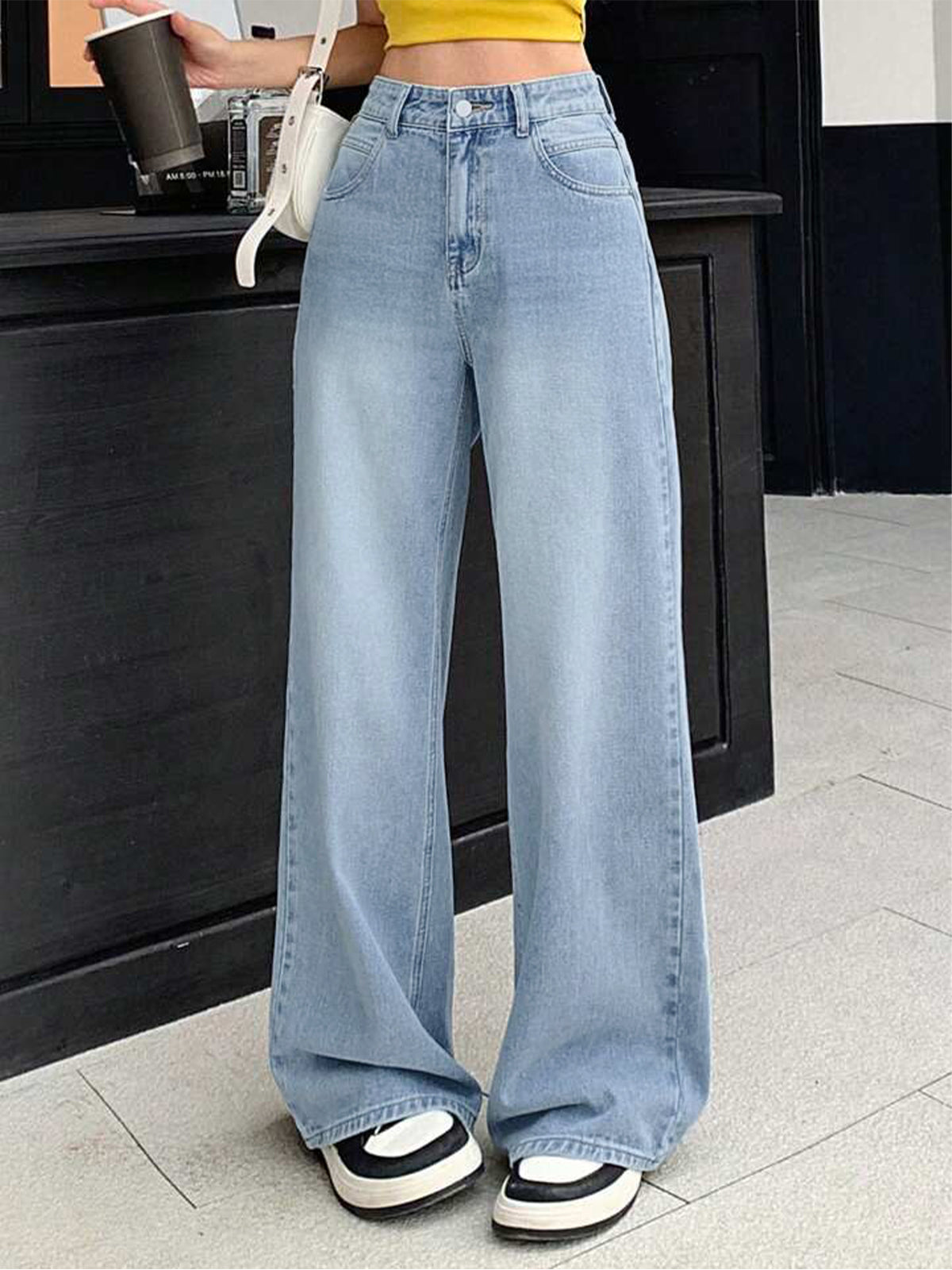 Wispy Blue Washed Wide Leg Jeans