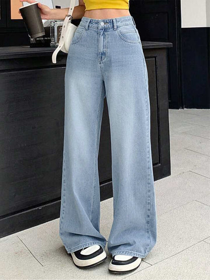 Wispy Blue Washed Wide Leg Jeans