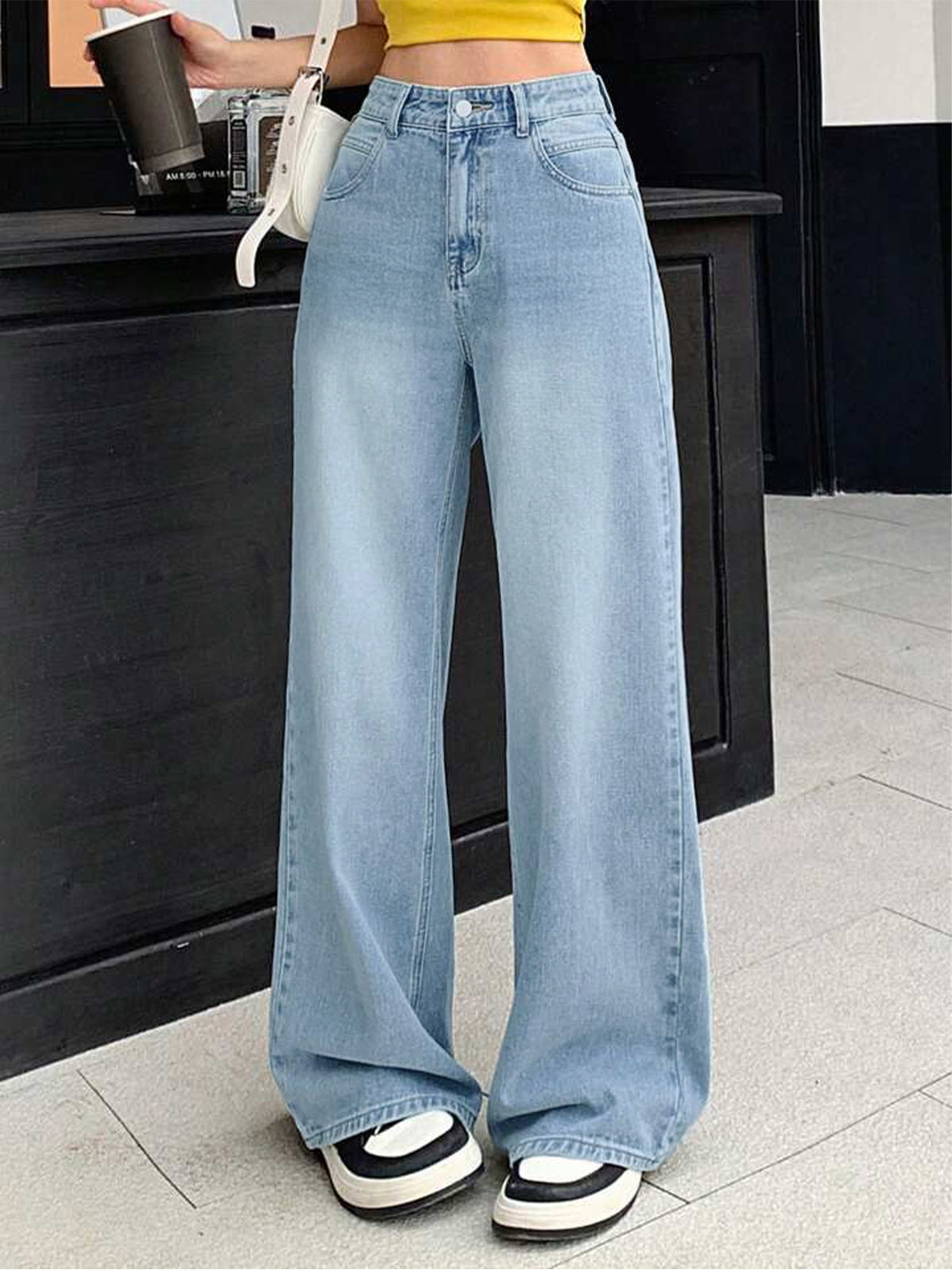 Wispy Blue Washed Wide Leg Jeans