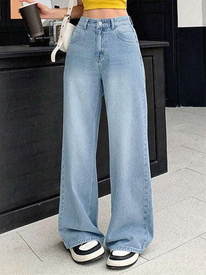 Wispy Blue Washed Wide Leg Jeans