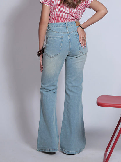 Premium Arctic Blue Washed Bootcut Jeans