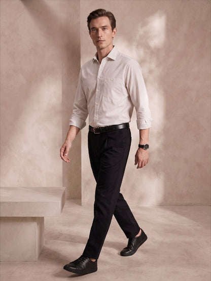 Relaxed Fit Beige Cotton Formal Shirt for Men (CETO)