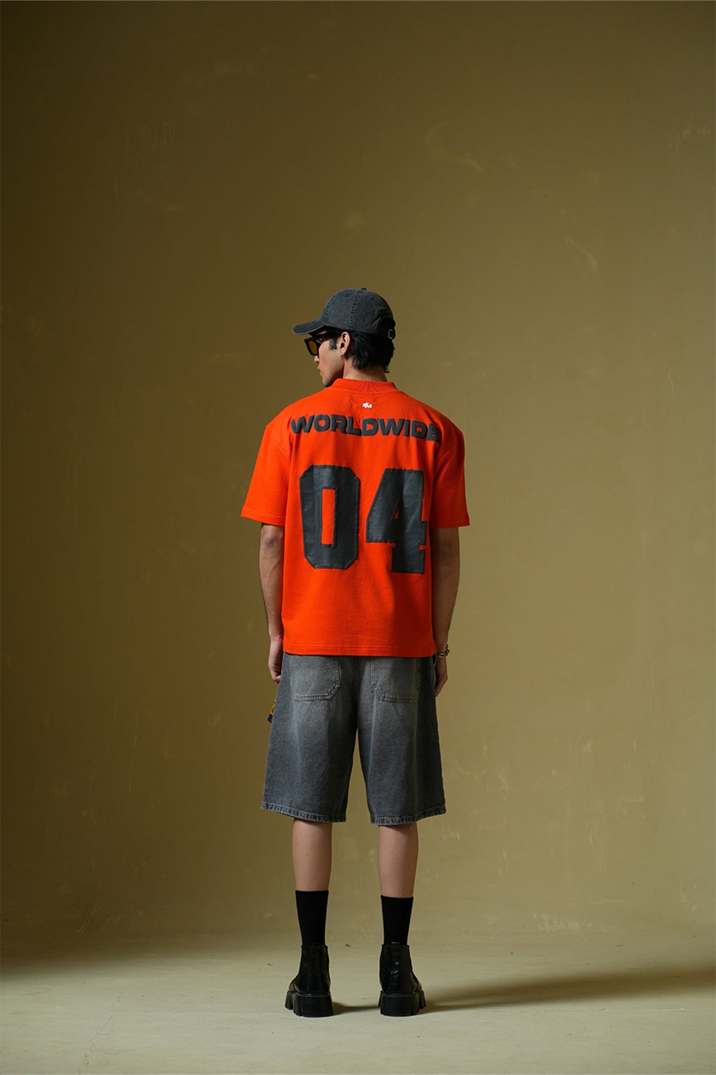 Worldwide Printed Orange Oversized T-Shirt