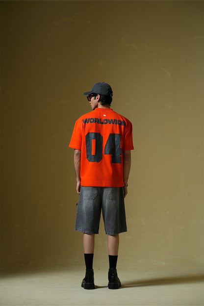 Worldwide Printed Orange Oversized T-Shirt