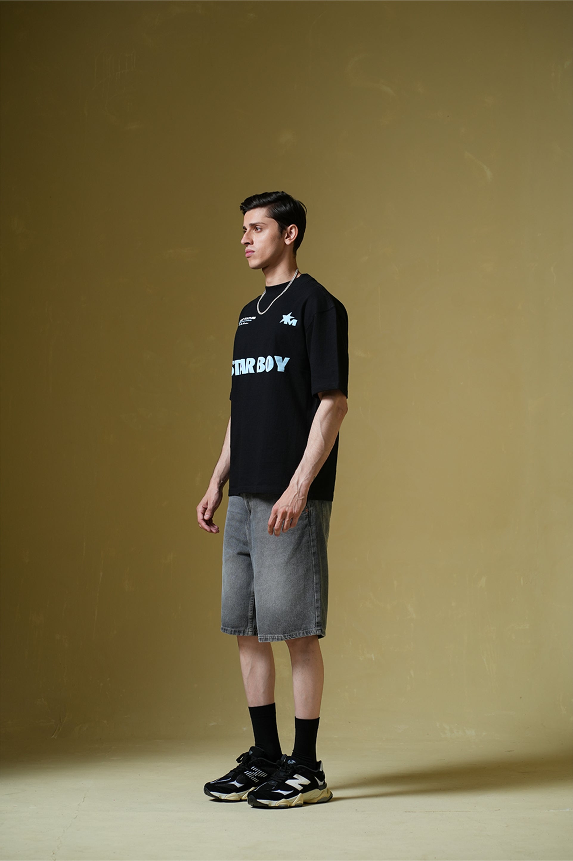 Star Boy Black Oversized Black T-Shirt Main Character