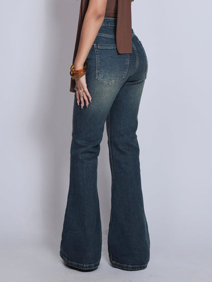 Premium Deep Sea Blue Washed Bootcut Jeans